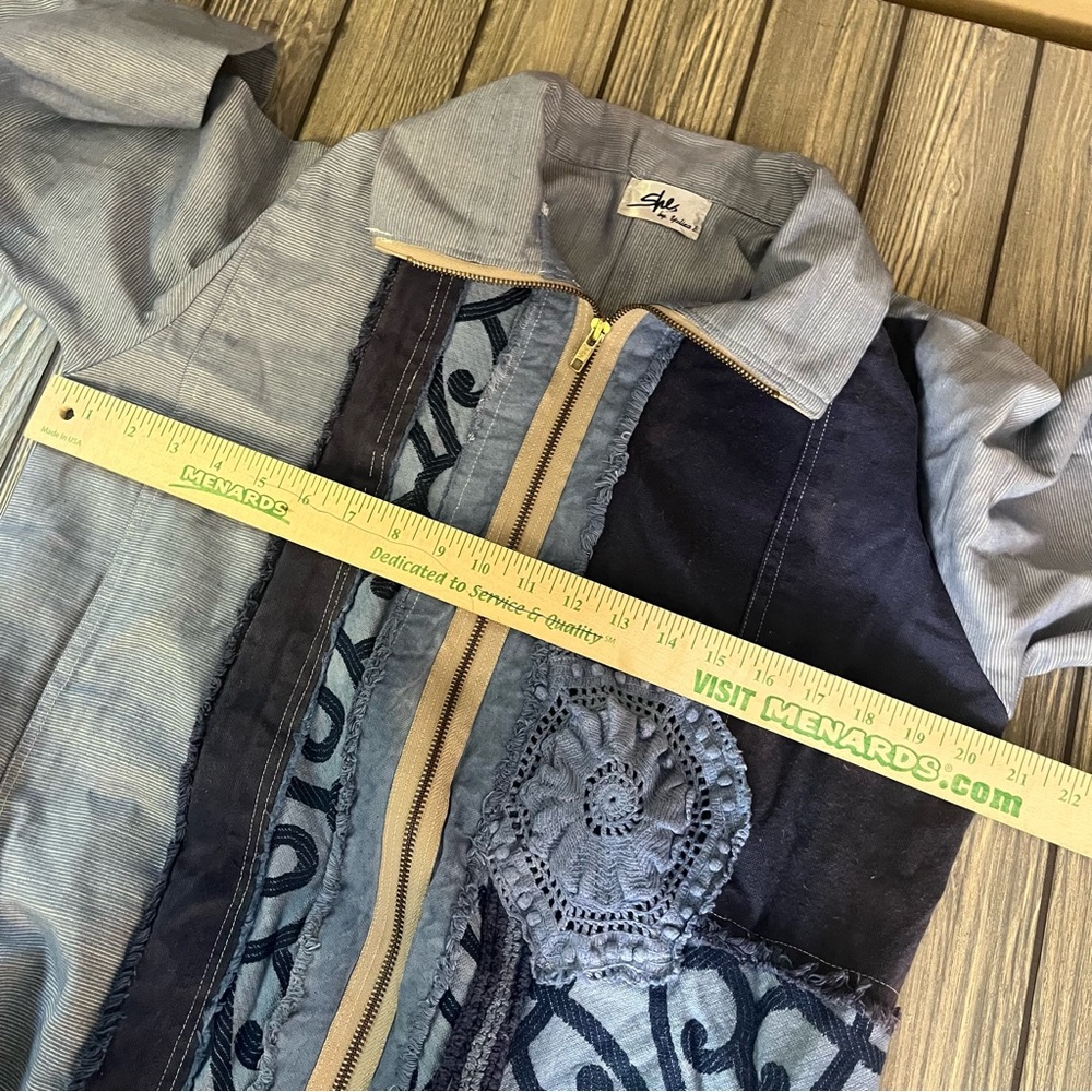 Vintage Patchwork Pieced Jacket Full Zip Longline She by Yalina - Picture 7 of 16